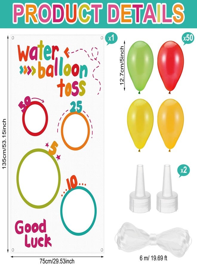 Mindsoft Water Toss Balloon Activity Set Include Toss Activity Banner, 50 Balloons, 2 Hose Nozzle Outdoor Shooter Target 4 Score Holes Water Ball Splashing Banner Swimming Pool Set for Summer Supplies - Image 3